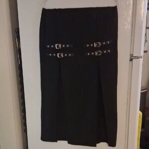 Black Buckle Detail Women's Skirt